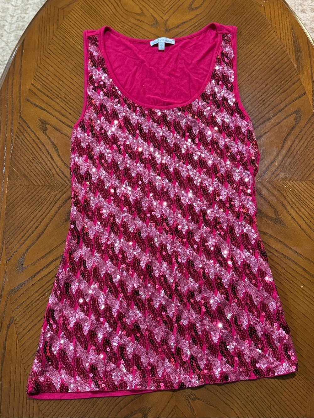 Charlotte Russe Pink Sequin Tank Top